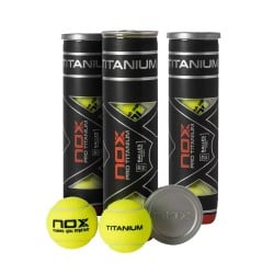 NOX PRO TITANIUM 4 BALLS (12 BALLS) PACK OF 3 POTS at only 15,95 € in Padel Market