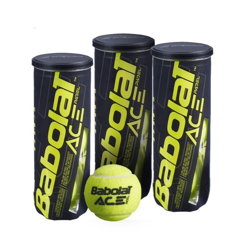 3 PACK OF 3 BABOLAT ACE PADEL BALLS (9 BALLS) at only 16,50 € in Padel Market