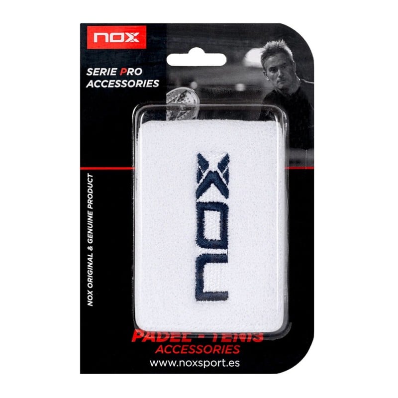 NOX WRISTBAND WHITE BLACK LETTERS 2 PCS at only 5,95 € in Padel Market