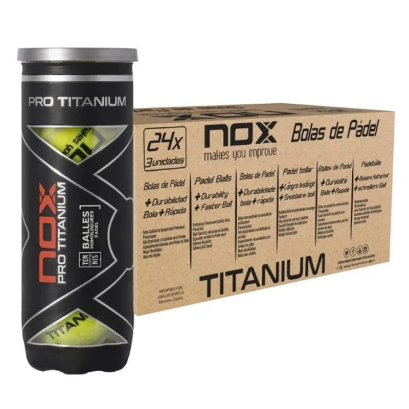 NOX TITANIUM BOX WITH 24 TUBES OF BALLS at only 112,86 € in Padel Market