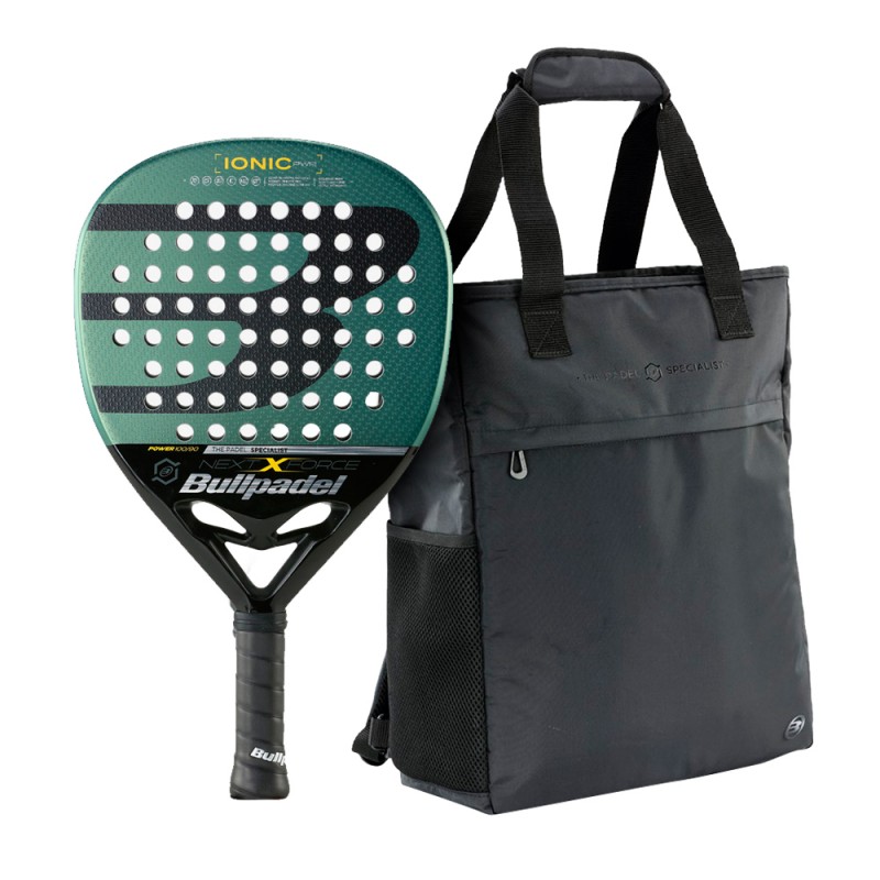 BULLPADEL IONIC POWER 22 JAVI LEAL RACKET BULLPADEL BACKPACK BPB 23226 BLACK