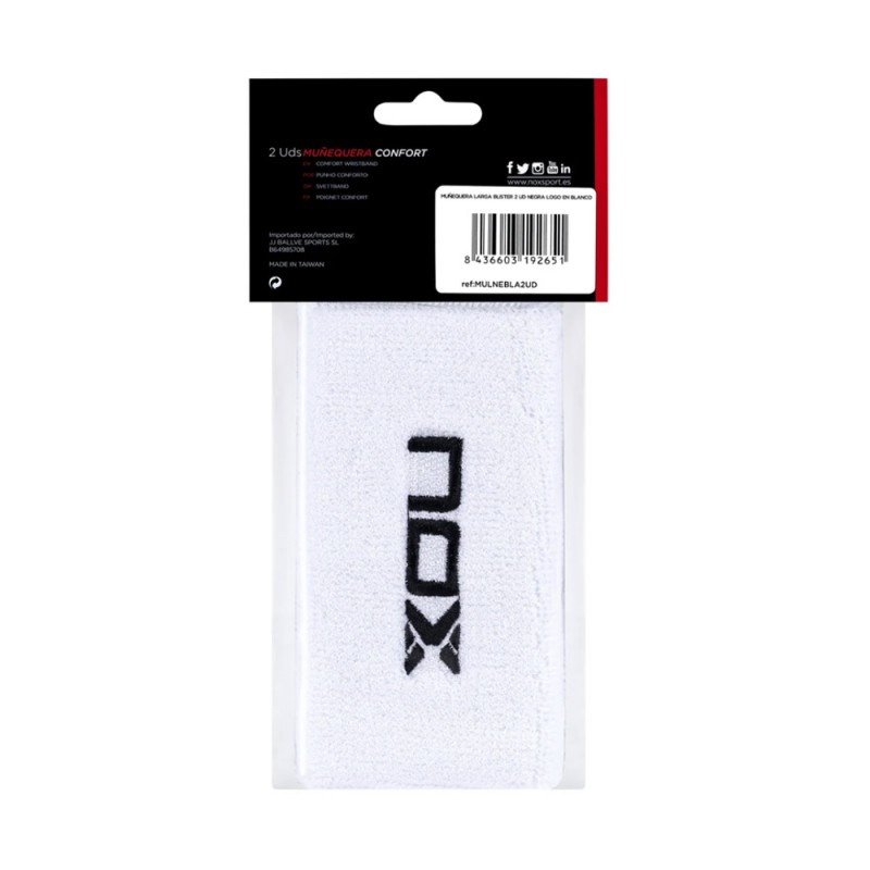 NOX LONG Wristband White 2 Units at only 5,95 € in Padel Market