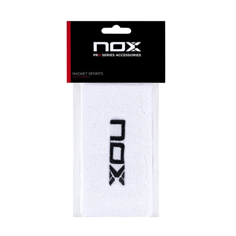 NOX LONG WRISTBAND WHITE LOGO BLACK 2 PCS. at only 5,95 € in Padel Market