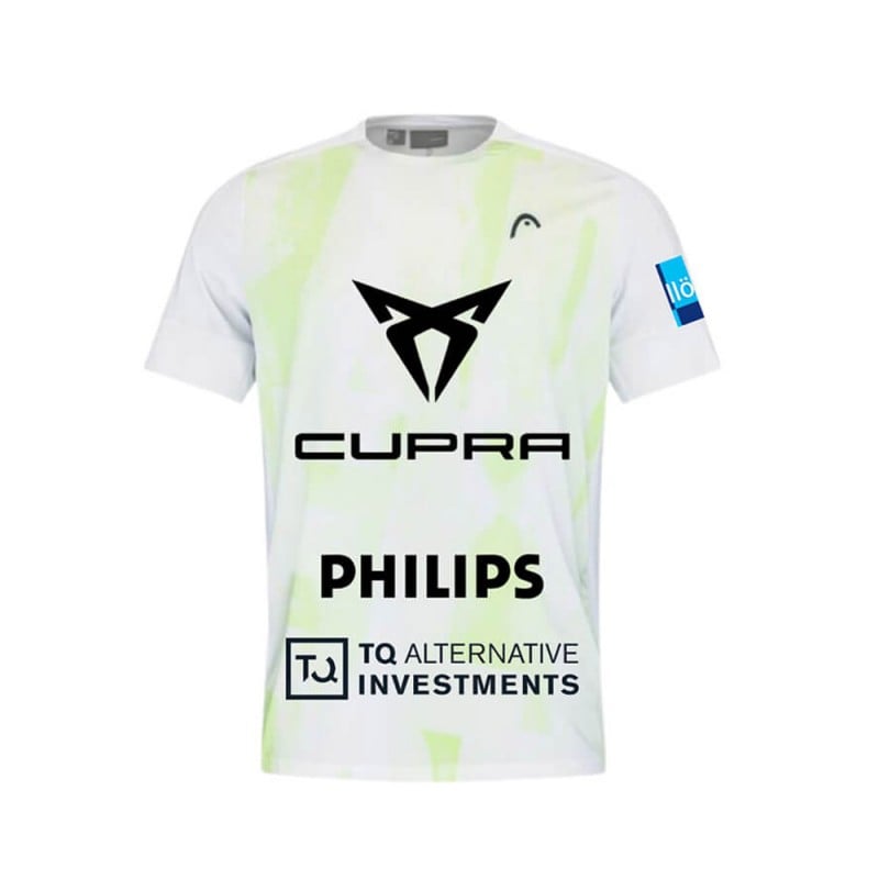 HEAD ARTURO COELLO T-SHIRT WHITE LIGHT GREEN at only 35,95 € in Padel Market