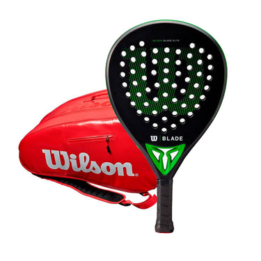 Pala WILSON BLADE Elite V2 Padel 2 2024 + Paletero WILSON SUPER TOUR Padel Rojo