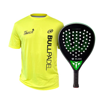 Camiseta BULLPADEL DALE CANDELA PM Amarillo + Pala WILSON BLADE Elite V2 Padel 2 2024