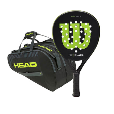 Pala WILSON BLADE Junior V2 Padel 2024 + Paletero HEAD BASE Padel Bag M 2023 Negro/Amarillo